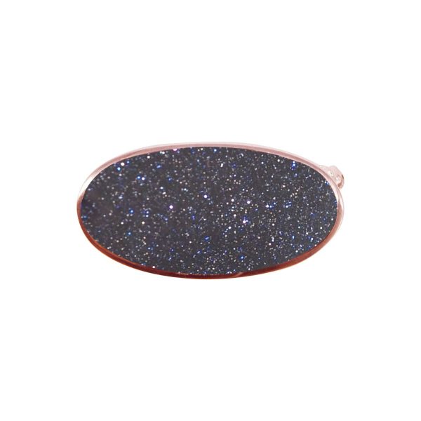 Rose Gold Blue Goldstone Oval Brooch