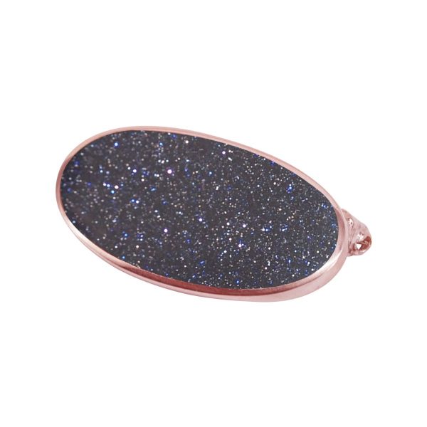 Rose Gold Blue Goldstone Oval Brooch