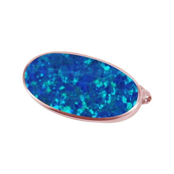 Rose Gold Opalite Cobalt Blue Oval Brooch