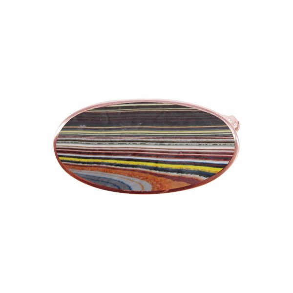 Rose Gold Fordite Oval Brooch