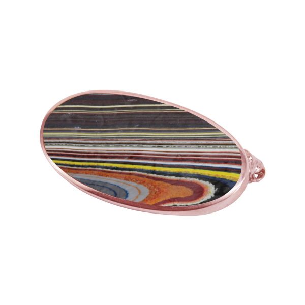 Rose Gold Fordite Oval Brooch