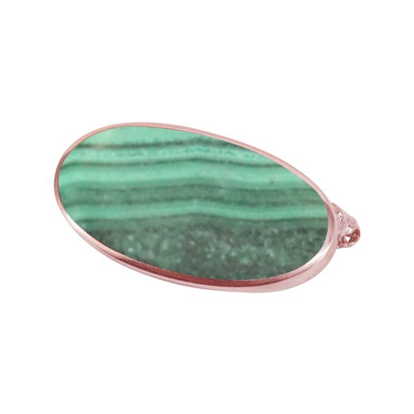 Rose Gold Malachite Oval Brooch