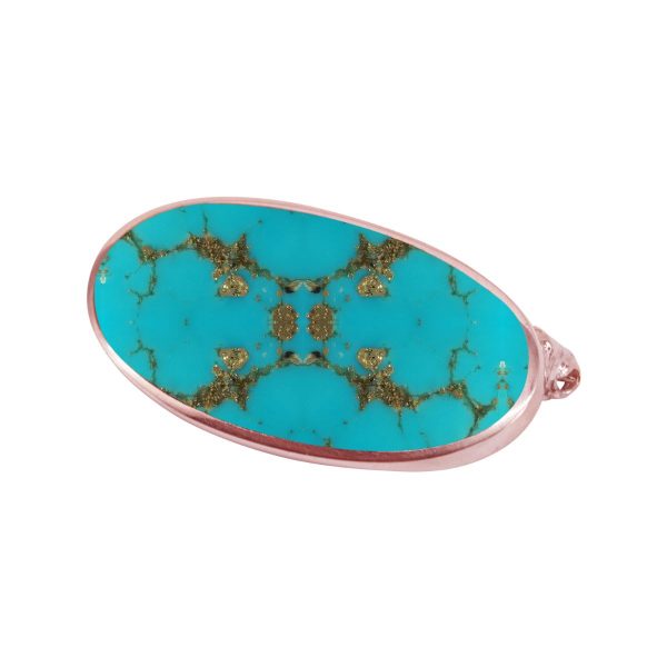 Rose Gold Turquoise Oval Brooch