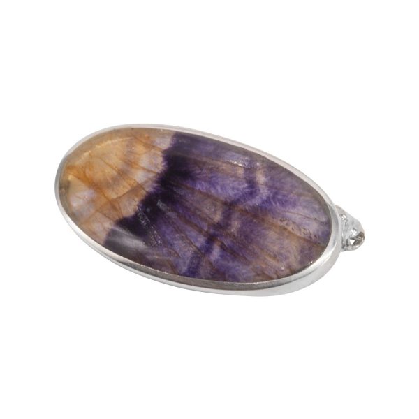 Silver Blue John Oval Brooch