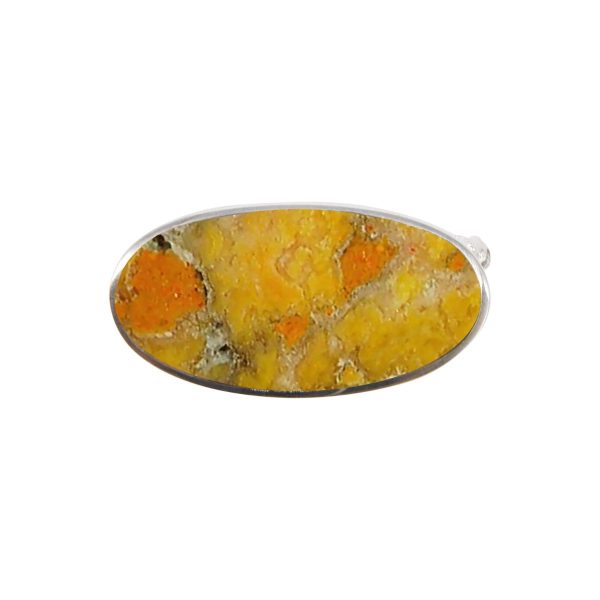 Silver Bumblebee Jasper Oval Brooch