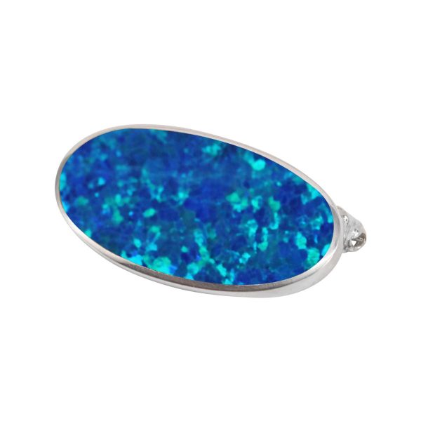 Silver Opalite Cobalt Blue Oval Brooch