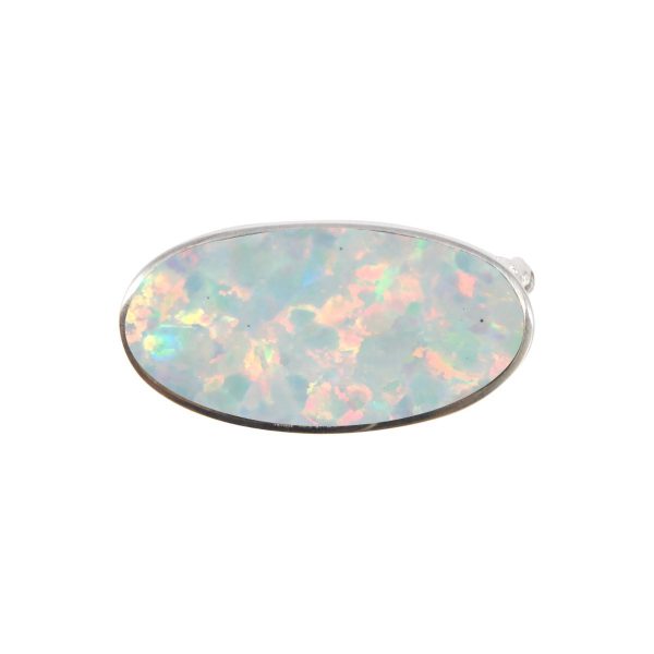 Silver Opalite Sun Ice Oval Brooch