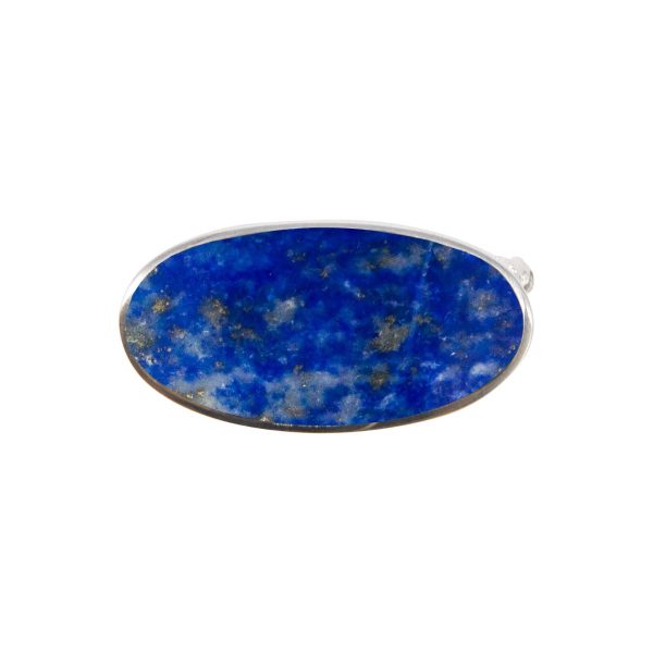 White Gold Lapis Oval Brooch