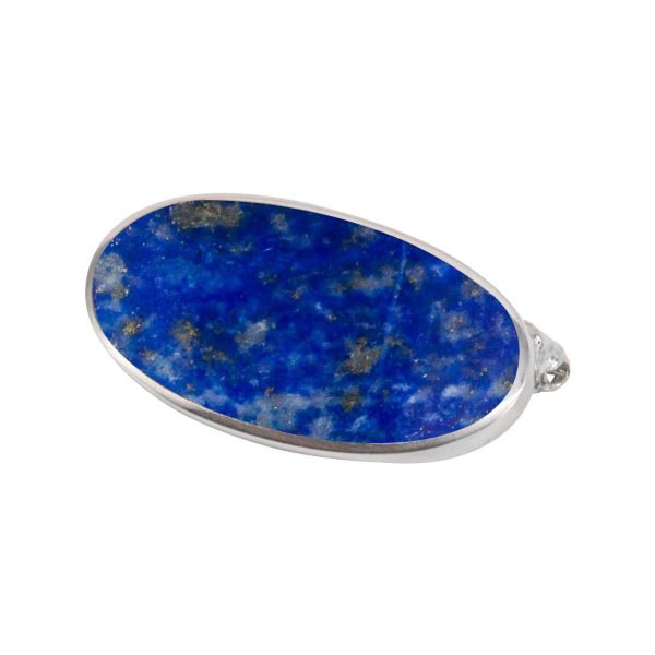 White Gold Lapis Oval Brooch