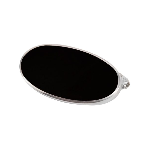 White Gold Whitby Jet Oval Brooch