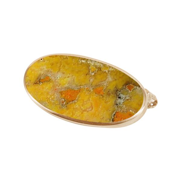 Yellow Gold Bumblebee Jasper Oval Brooch