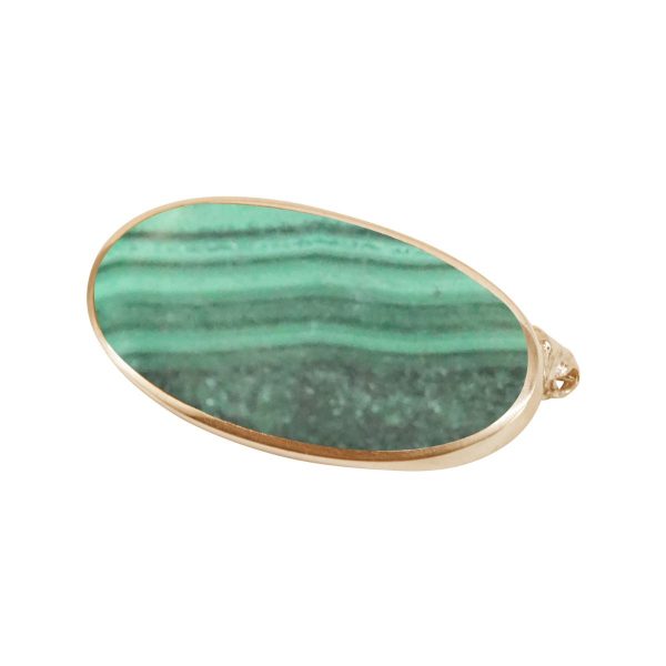 Yellow Gold Malachite Oval Brooch