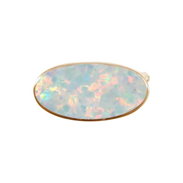 Yellow Gold Opalite Sun Ice Oval Brooch