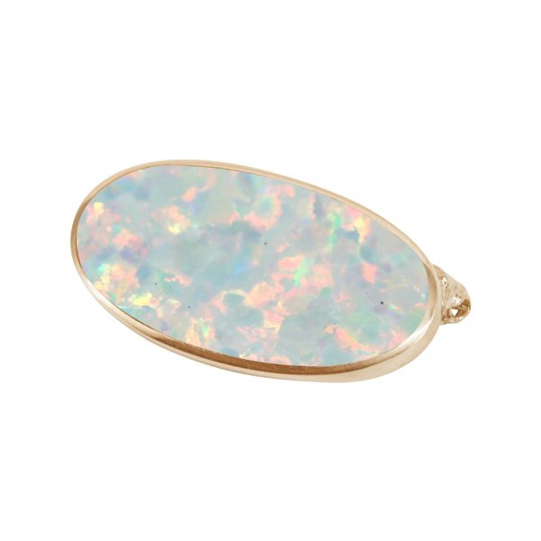 Yellow Gold Opalite Sun Ice Oval Brooch