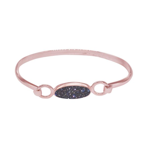 Rose Gold Blue Goldstone Oval Bangle