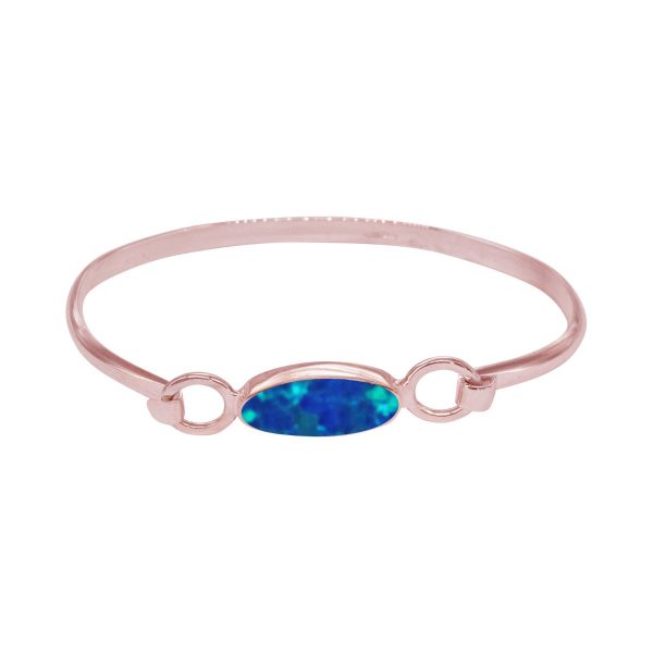 Rose Gold Cobalt Blue Oval Bangle