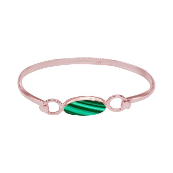 Rose Gold Malachite Oval Bangle