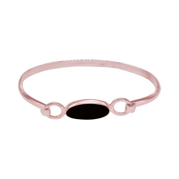 Rose Gold Whitby Jet Oval Bangle