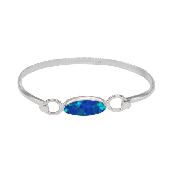 Silver Cobalt Blue Oval Bangle