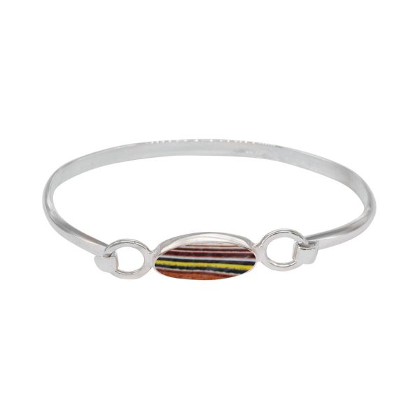 Silver Fordite Oval Bangle