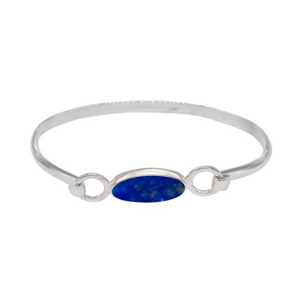 Silver Lapis Oval Bangle