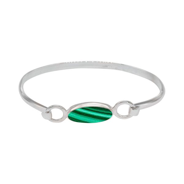 Silver Malachite Oval Bangle