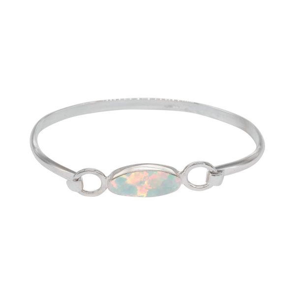 Silver Opalite Sun Ice Oval Bangle