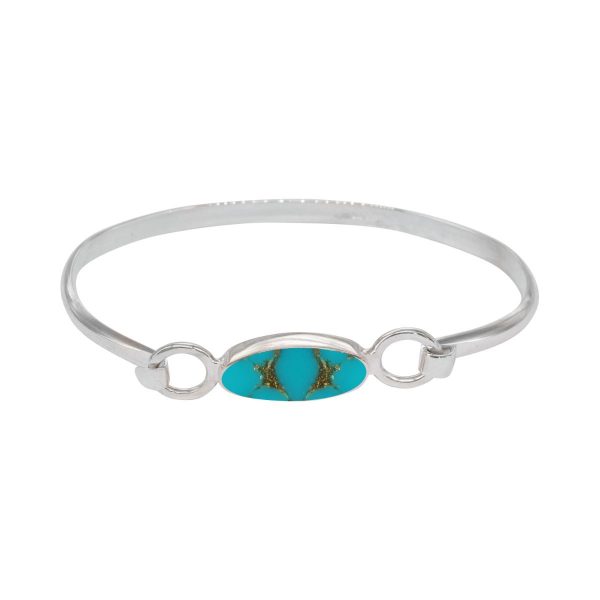 Silver Turquoise Oval Bangle