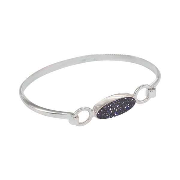 White Gold Blue Goldstone Bangle