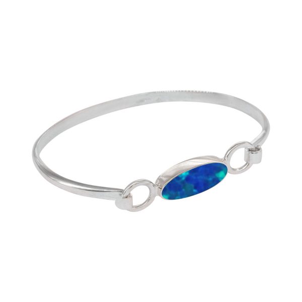 White Gold Opalite Cobalt Blue Bangle