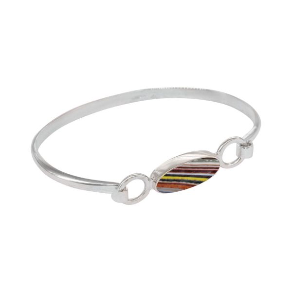 White Gold Fordite Bangle