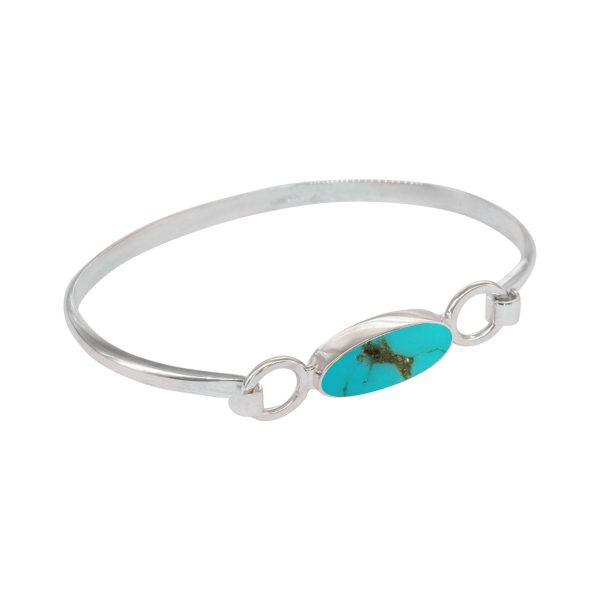 White Gold Turquoise Bangle