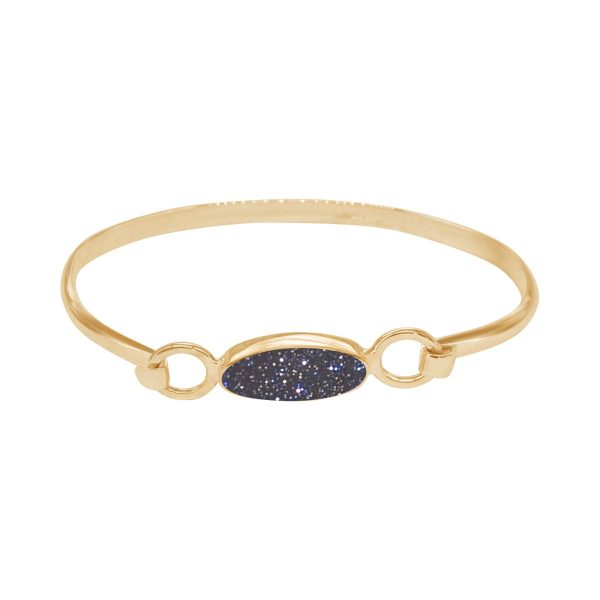 Yellow Gold Blue Goldstone Oval Bangle