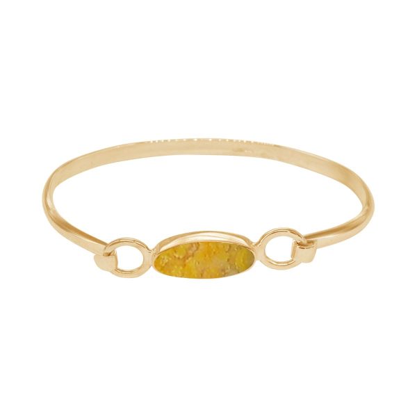 Yellow Gold Bumblebee Jasper Oval Bangle