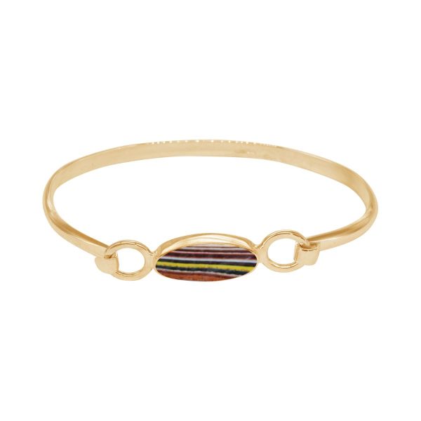 Yellow Gold Fordite Oval Bangle
