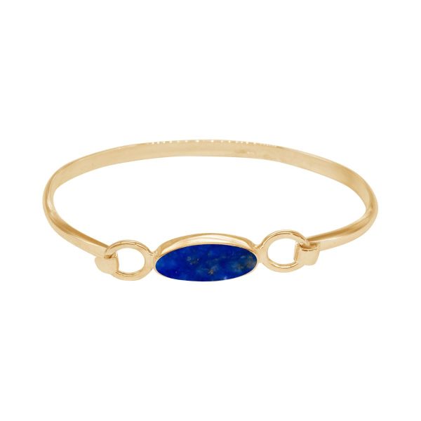 Yellow Gold Lapis Oval Bangle