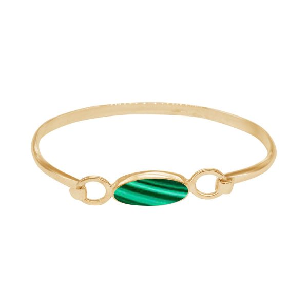 Yellow Gold Malachite Oval Bangle