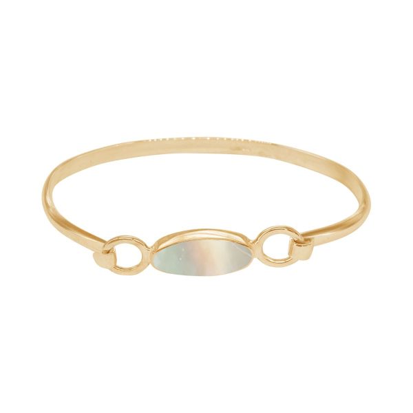 Yellow Gold Mother of Pearl Oval Bangle