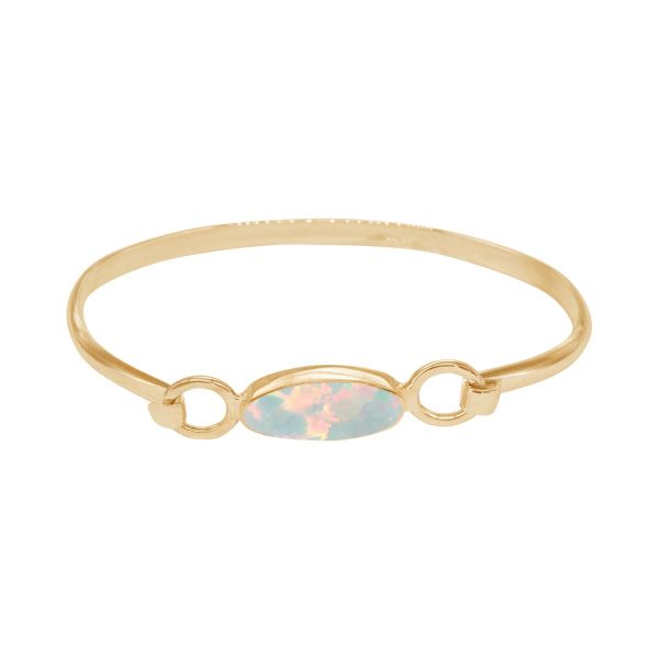 Yellow Gold Opalite Sun Ice Oval Bangle