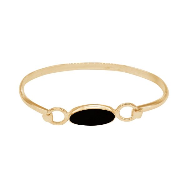 Yellow Gold Whitby Jet Oval Bangle
