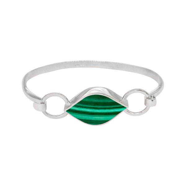 White Gold Malachite Bangle