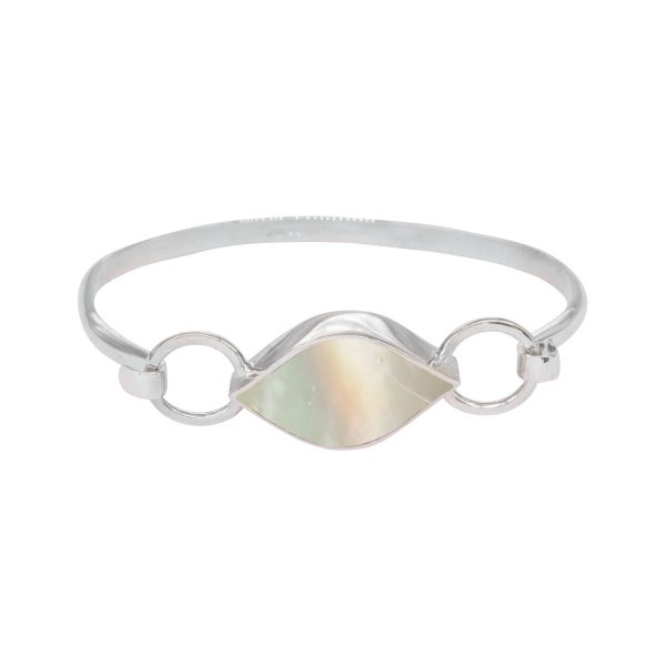 White Gold Mother of Pearl Bangle