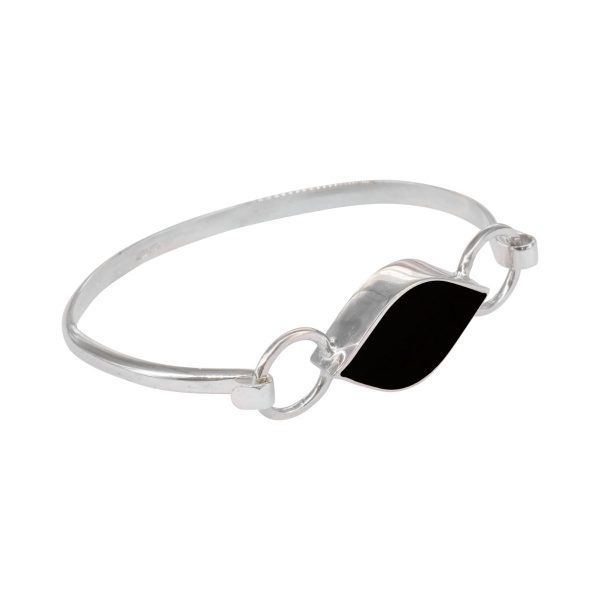 White Gold Whitby Jet Bangle