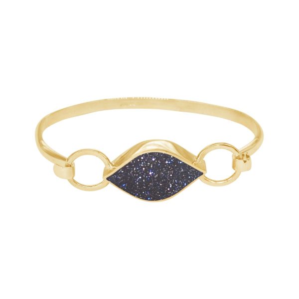 Yellow Gold Blue Goldstone Bangle