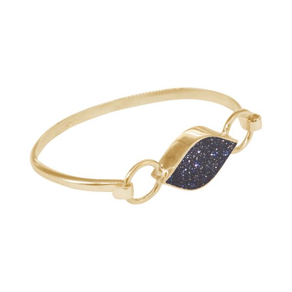 Yellow Gold Blue Goldstone Bangle