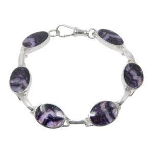 Silver Blue John Oval Stone Bracelet