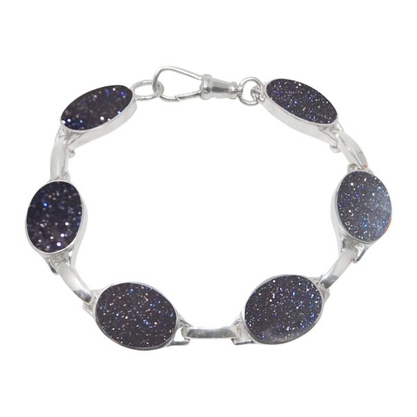 White Gold Blue Goldstone Bracelet