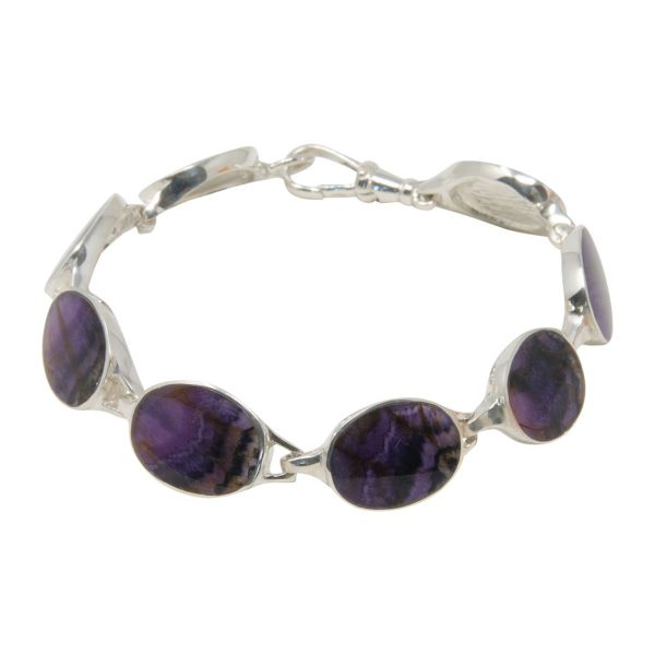 Silver Blue John Oval Stone Bracelet