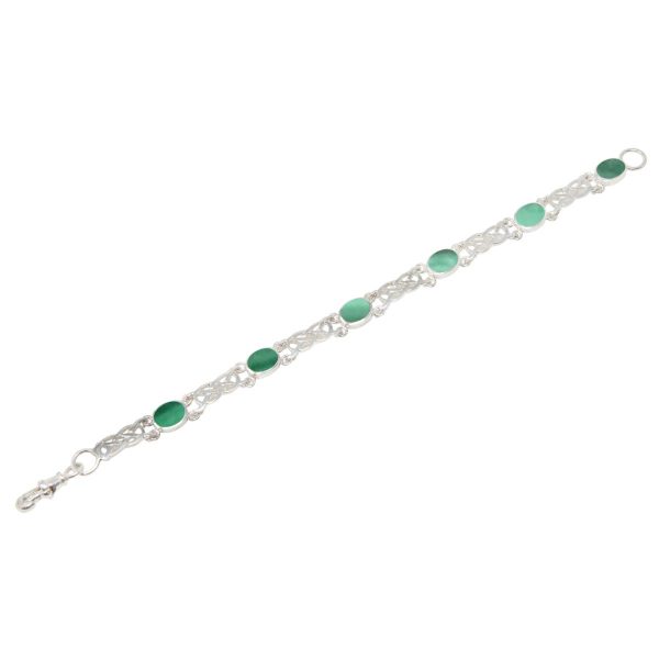 White Gold Malachite Bracelet