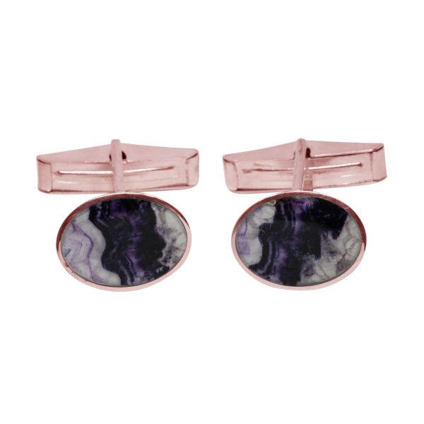 Rose Gold Blue John Oval Cufflinks